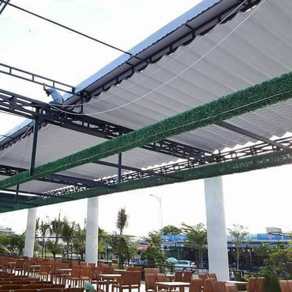 Lắp mái xếp lượn sóng che nhà hàng